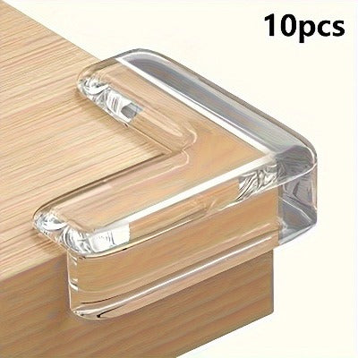 Set of 10 Transparent Silicone Corner Protectors for Safety, Including Power Socket And Table Edge Guards